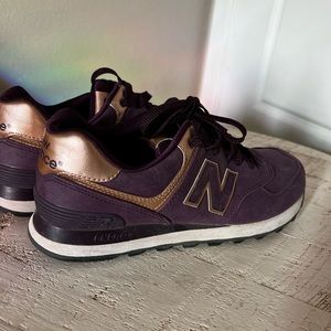 Plum and rose gold New Balance 574
